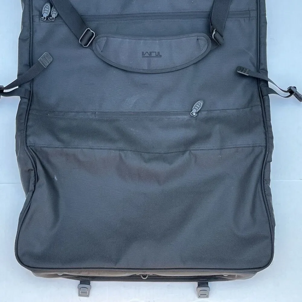 Tumi Tri-Fold Carry On Travel Garment Bag Ballistic Nylon Crossbody Black 22”